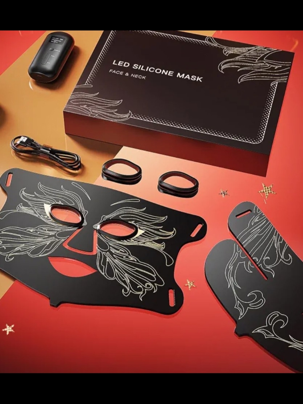 LED Silicone Face & Neck Mask - Black